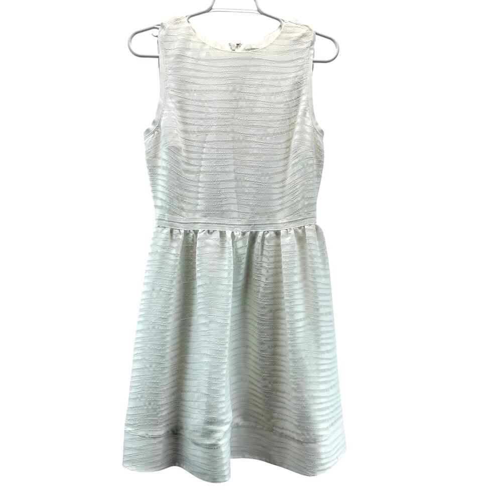 Reiss White Striped Burnout A-Line Sleeveless Dress 6 Wedding Shower Graduation